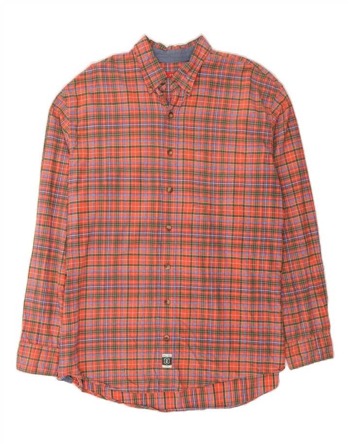 IZOD Mens Flannel Shirt XL Orange Check Cotton Vintage Izod and Second-Hand Izod from Messina Hembry 