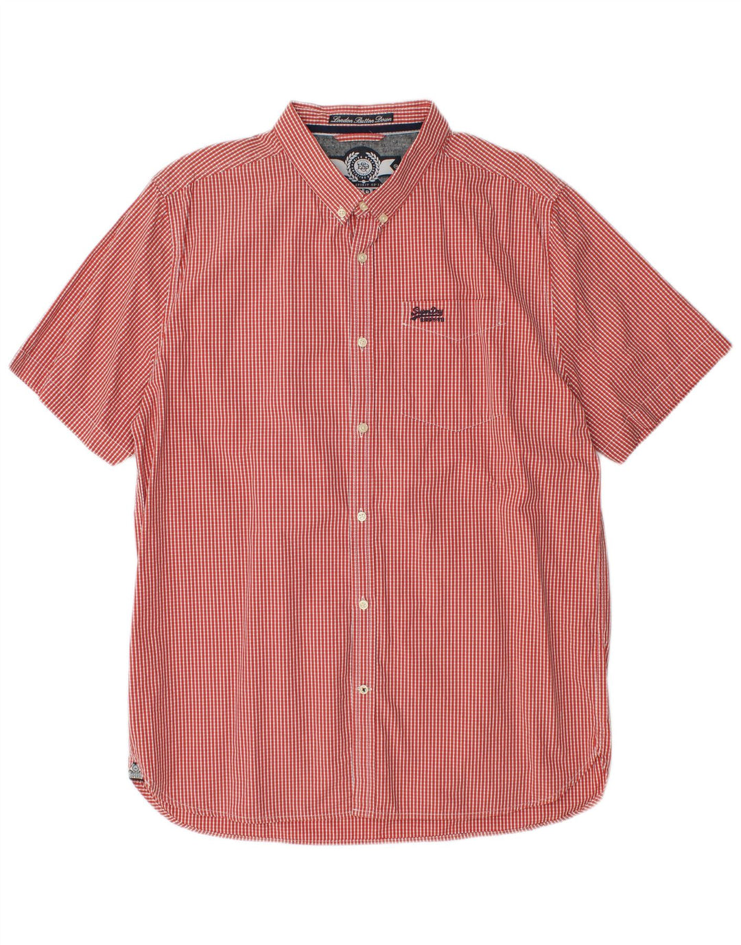 Superdry muška majica kratkih rukava 2XL crveni pamuk od ginghama