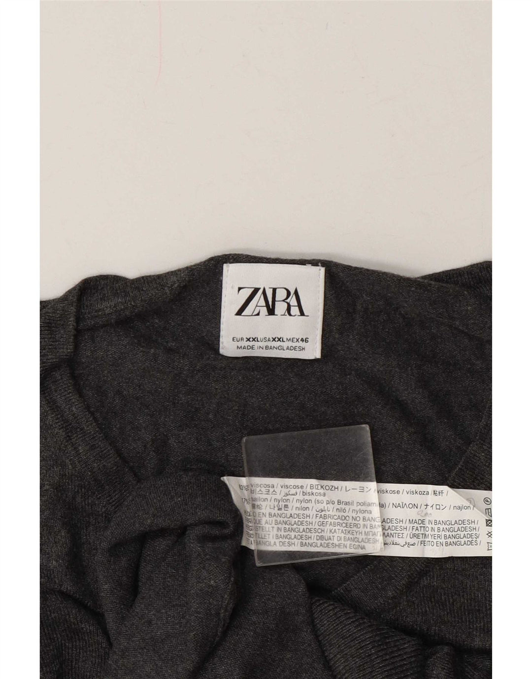Zara muški džemper s V-izrezom 2XL siva viskoza