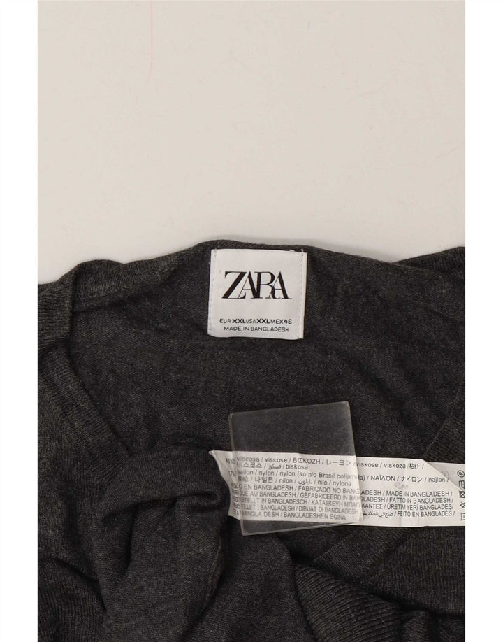 Zara muški džemper s V-izrezom 2XL siva viskoza