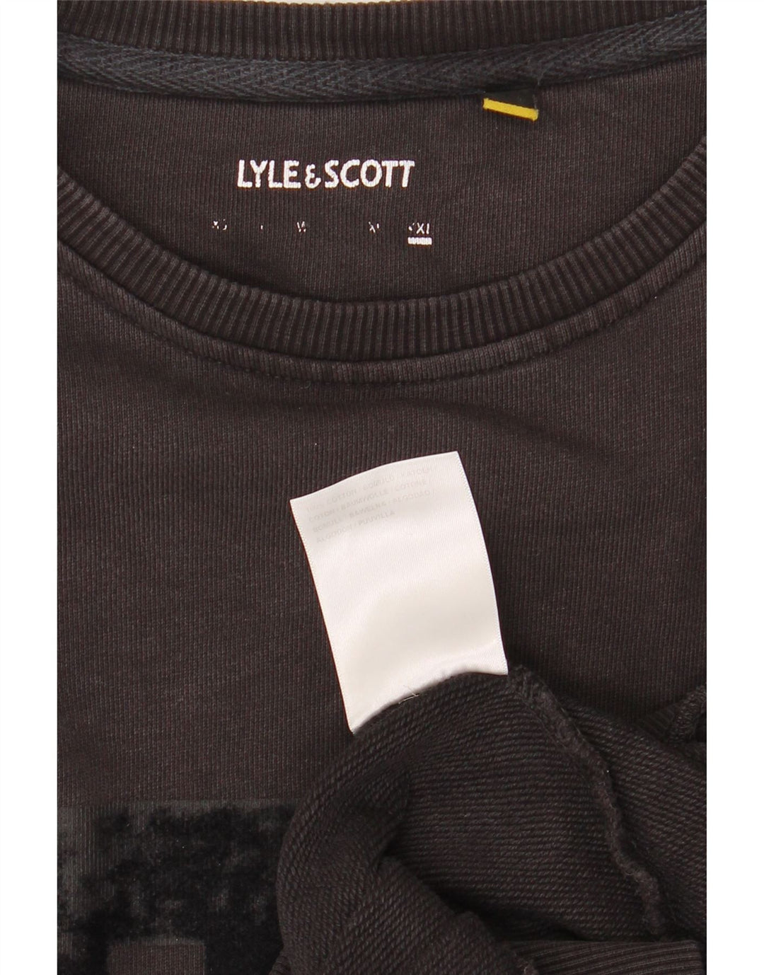 LYLE & SCOTT Mens Graphic Sweatshirt Jumper XL Black Cotton Vintage Lyle & Scott and Second-Hand Lyle & Scott from Messina Hembry 