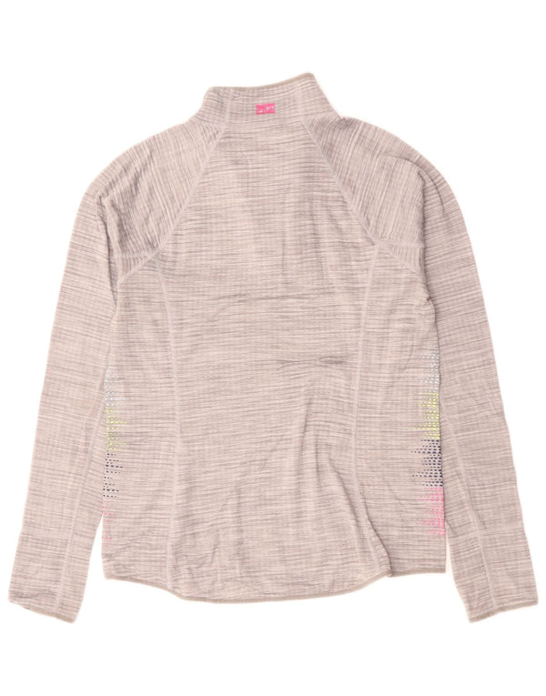 Fila Womens Zip Neck Pullover Tracksuit Top UK 14 Medium Grey Flecked
