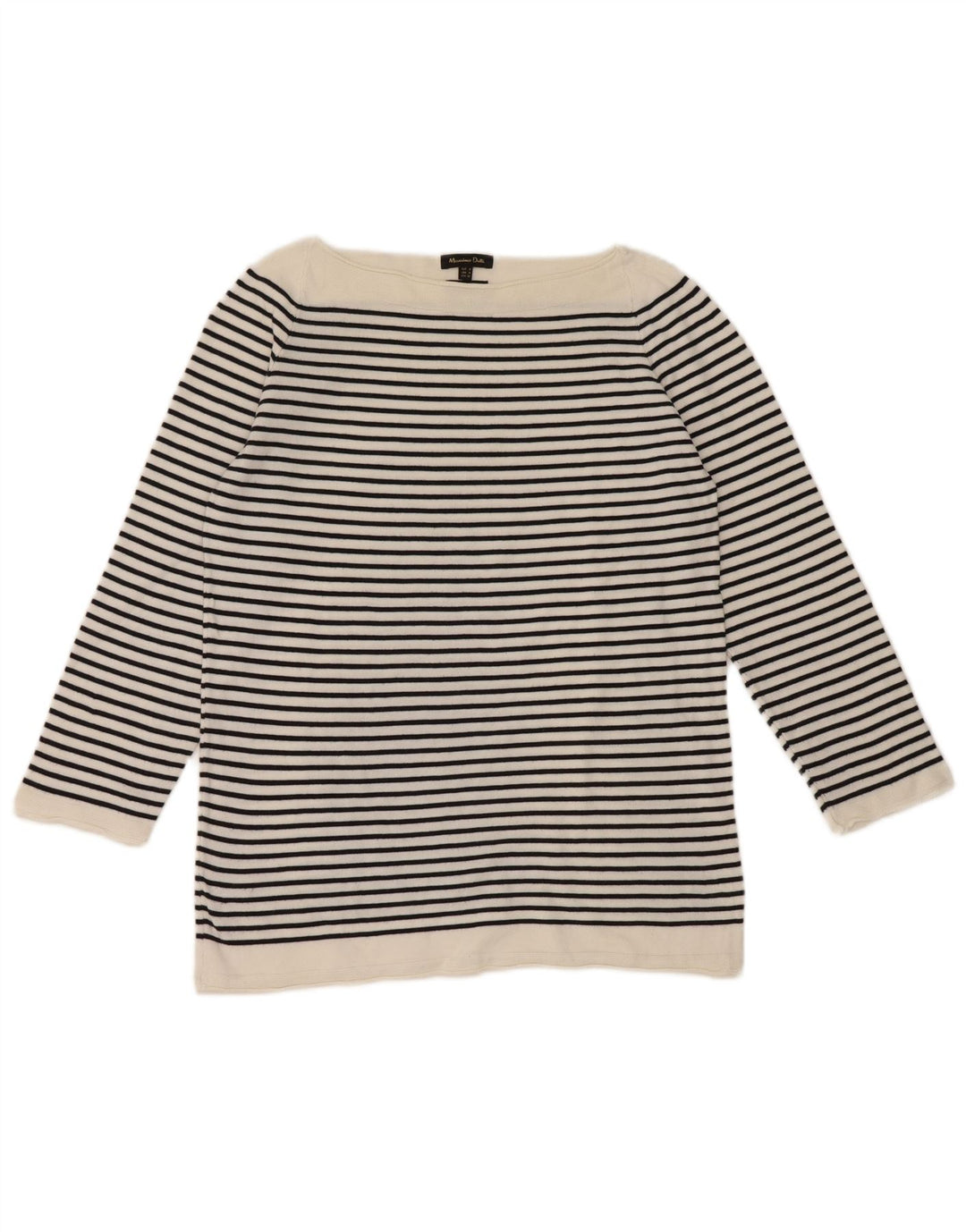 Ženska majica s 3/4 rukavima Massimo Dutti UK 12 Srednje bijele pruge, nautičke