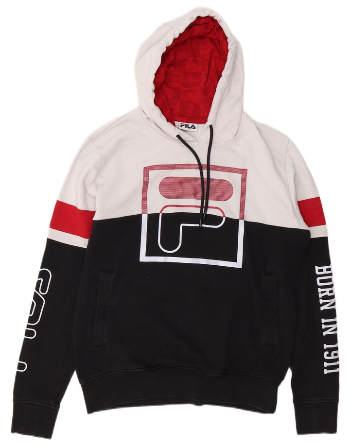 FILA muška majica s kapuljačom s grafičkim motivima XS, crni pamuk u blokovima boja