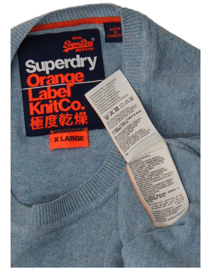 SUPERDRY ženski džemper s morskim izrezom UK 18 XL plavi flekasti pamuk