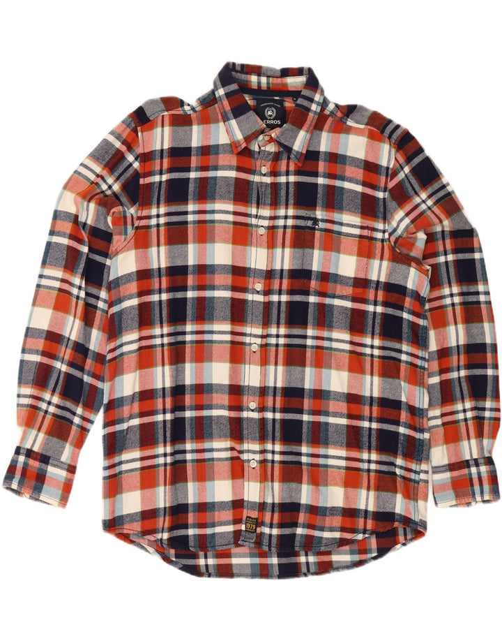 LERROS Mens Flannel Shirt XL Red Check Cotton Vintage Lerros and Second-Hand Lerros from Messina Hembry 