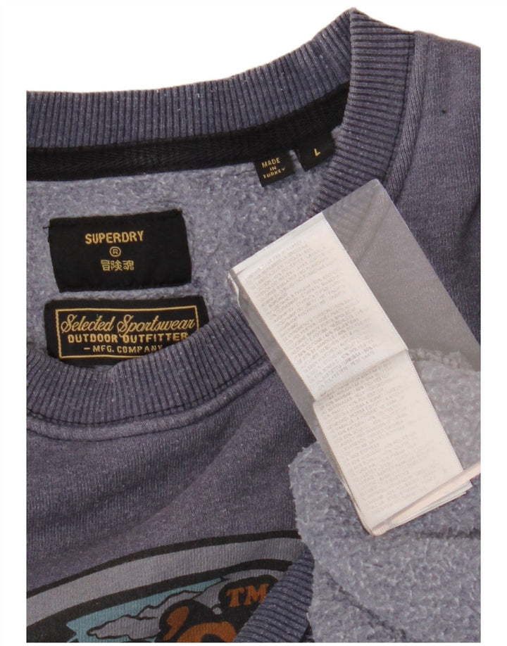 SUPERDRY muški džemper s trenirkom s motivima, veliki tamnoplavi pamuk