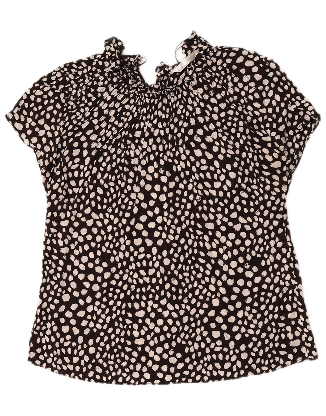 Zara ženska bluza Top UK 10 Mala crna točkasta viskoza