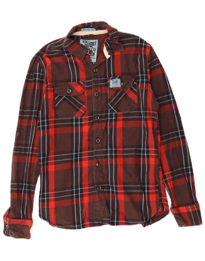 Superdry muška flanelska košulja srednje smeđeg kariranog pamuka