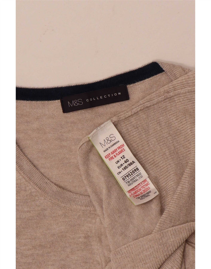 Marks & Spencer ženski kardigan pulover UK 12 srednje bež viskoza