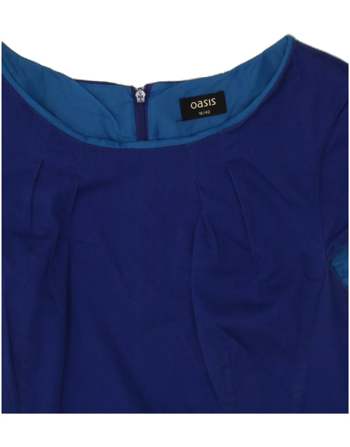 OASIS Womens Sheath Dress UK 16 Large  Blue Cotton Vintage Oasis and Second-Hand Oasis from Messina Hembry 
