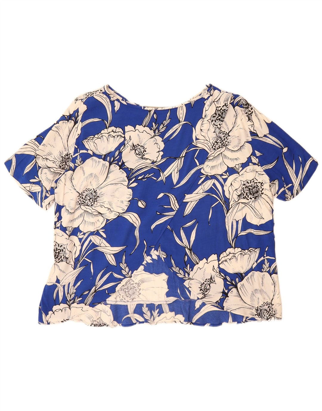 ZARA ženski gornji dio prevelike bluze UK 16 Large Blue Floral