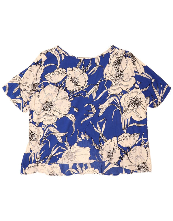 ZARA ženski gornji dio prevelike bluze UK 16 Large Blue Floral