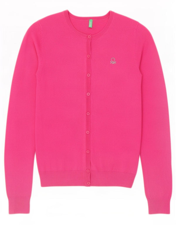 Benetton Womens Cardigan Sweater UK 4 XS Pink