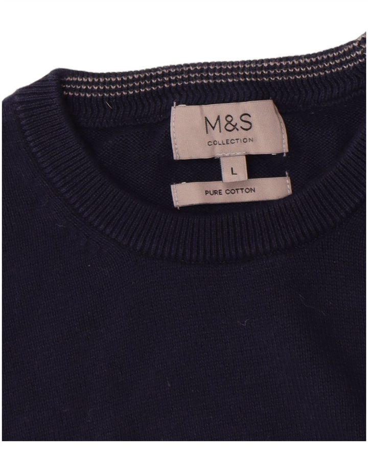 Marks & Spencer muški džemper s okruglim izrezom, veliki tamnoplavi pamuk