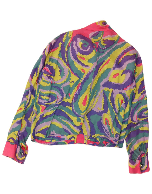 VINTAGE Ženska košulja s prednjom kravatom UK 14 Veliki raznobojni paisley
