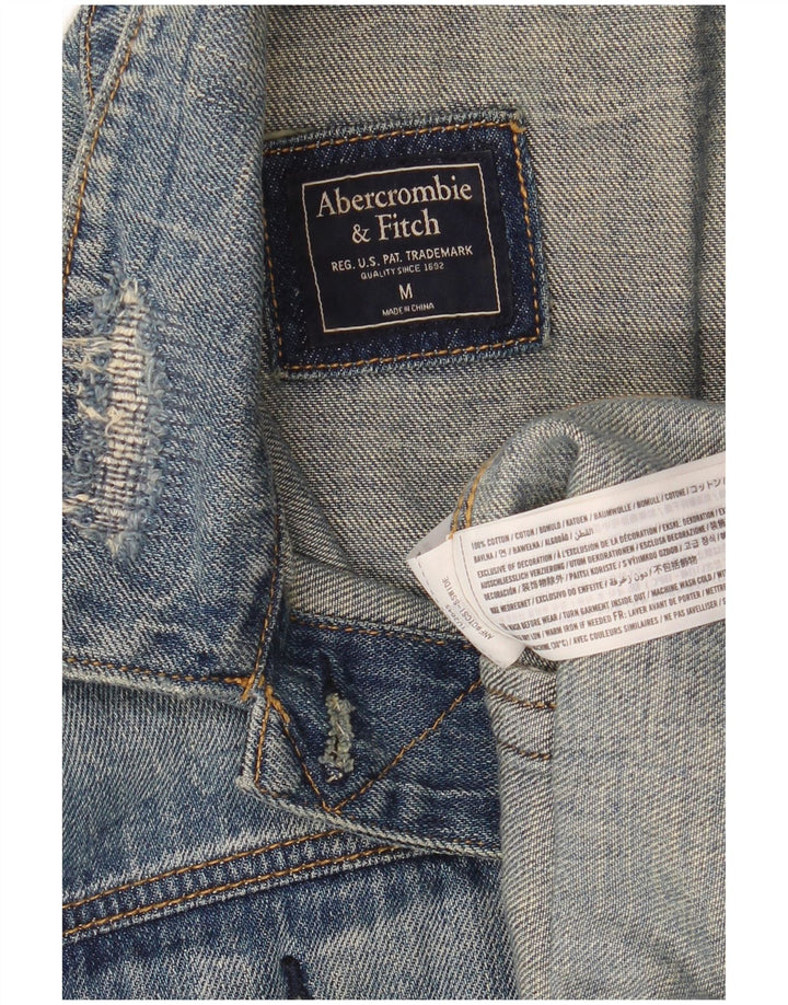 ABERCROMBIE & FITCH Ženska prevelika traper jakna UK 14 srednje plavi pamuk