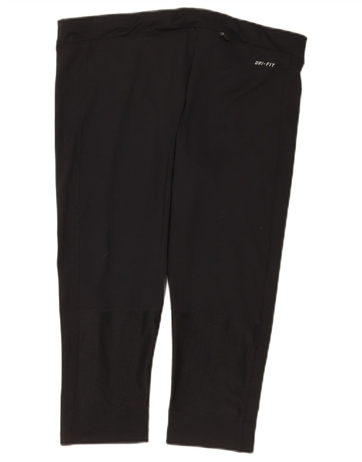 Nike Ženske Dri Fit Capri Leggings UK 14 Veliki crni poliester