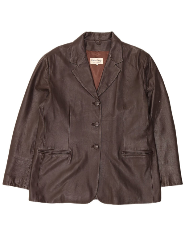 Vintage ženska kožna jakna s 3 gumba UK 18 XL smeđa koža