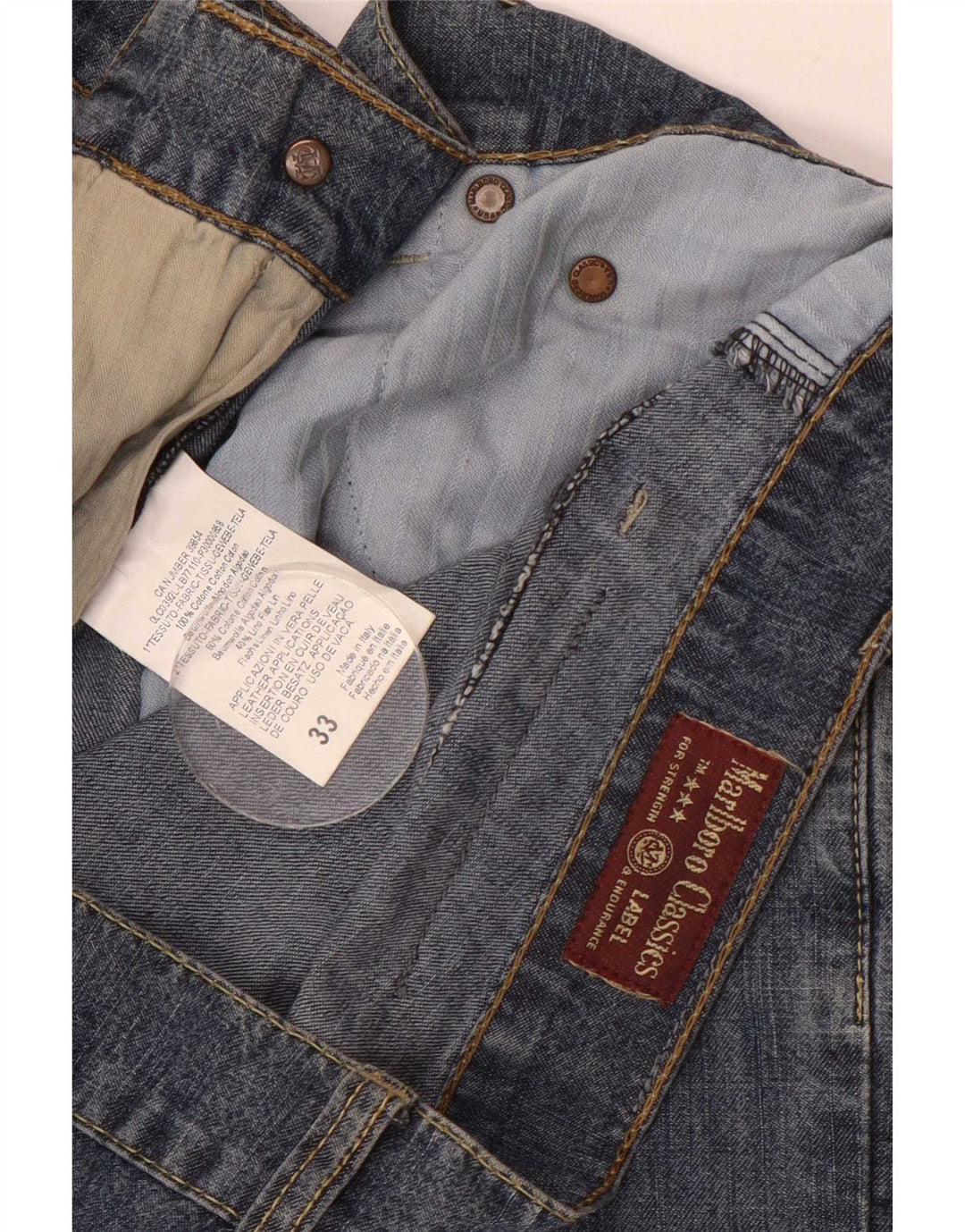 Marlboro Classics Mens Straight Jeans W33 L32 Plavi pamuk