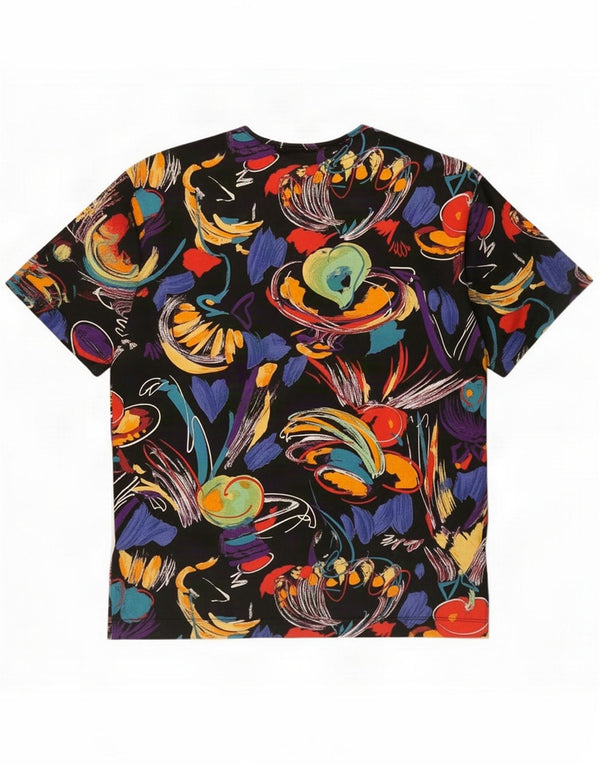 Vintage ženska majica kratkih rukava s apstraktnim uzorkom UK 10 Small Multicoloured