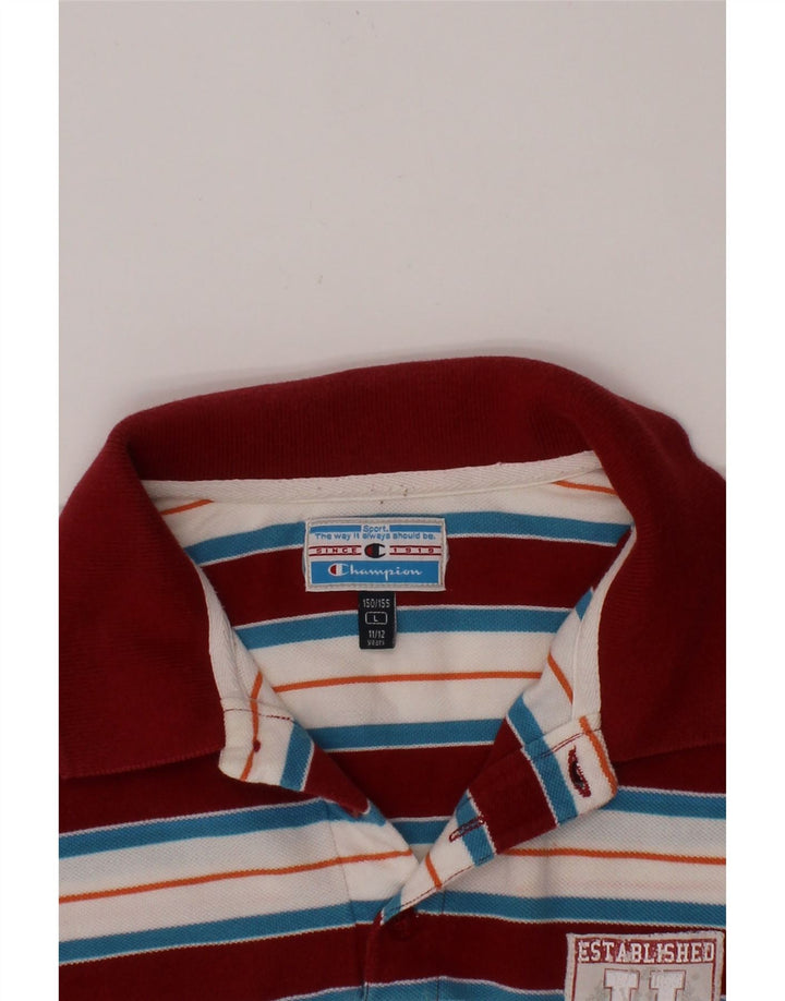 CHAMPION Boys Polo Shirt 11-12 Years Large Multicoloured Striped Vintage Champion and Second-Hand Champion from Messina Hembry 