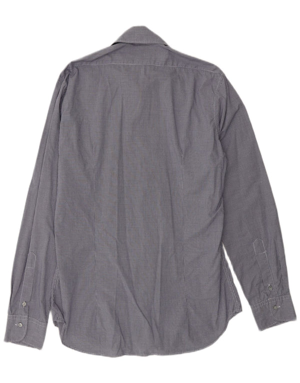 SIVIGLIA Mens Shirt Size 40 15 3/4 Medium Navy Blue Gingham