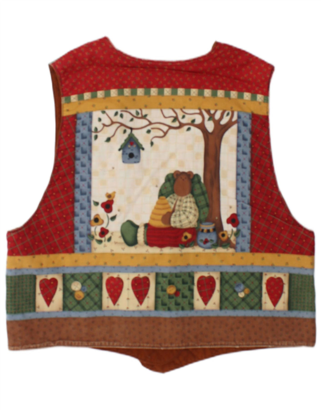 Vintage ženski grafički prsluk UK 16 Veliki raznobojni patchwork