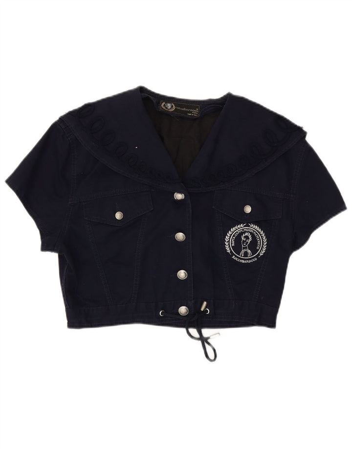 Roccobarocco ženska skraćena bolero jakna kratkih rukava UK 14 srednje tamnoplava