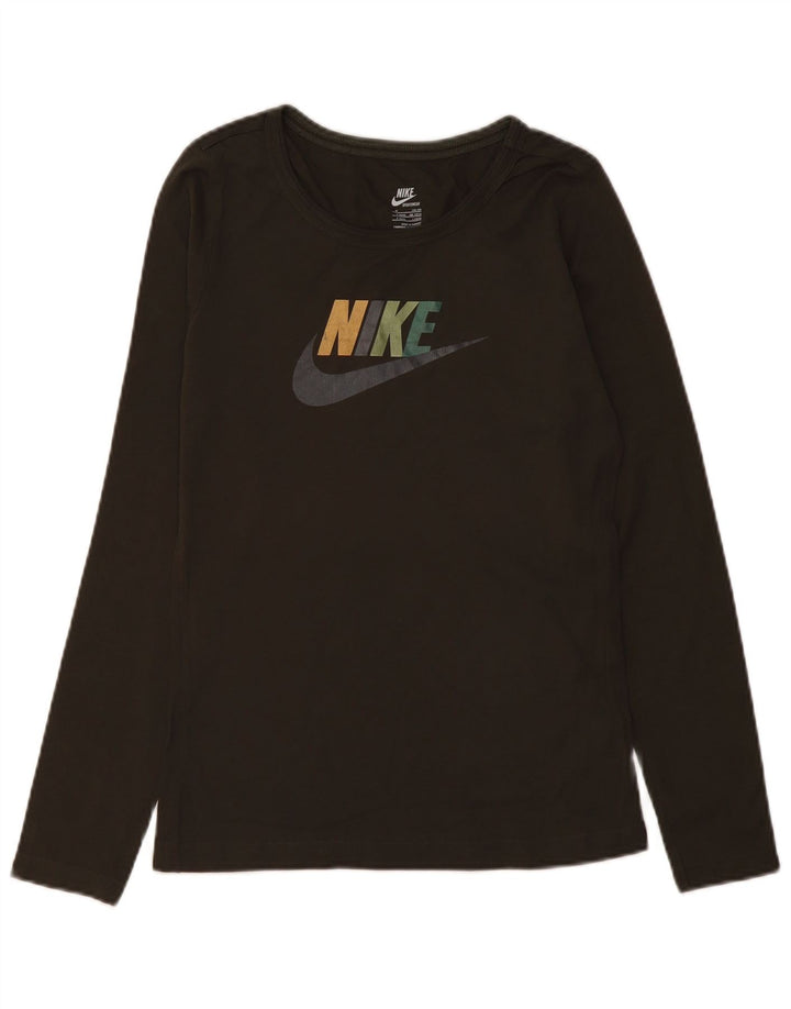Ženska majica dugih rukava Nike Graphic UK 10/12, srednji kaki pamuk