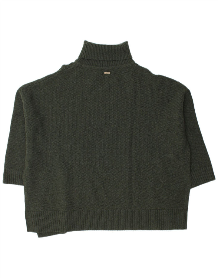 Ženski džemper Barbour Burne Cape Roll Deck pulover UK 14 srednje zelene vune