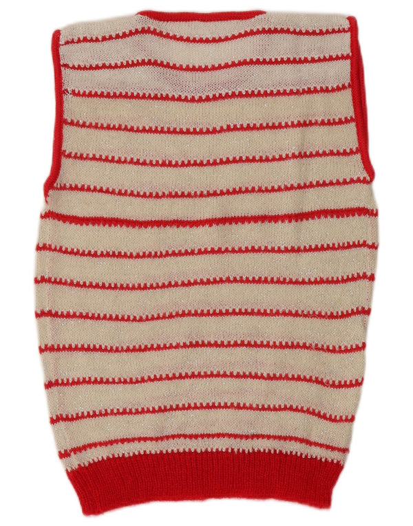 Vintage ženski prsluk bez rukava UK 8 Small off white striped