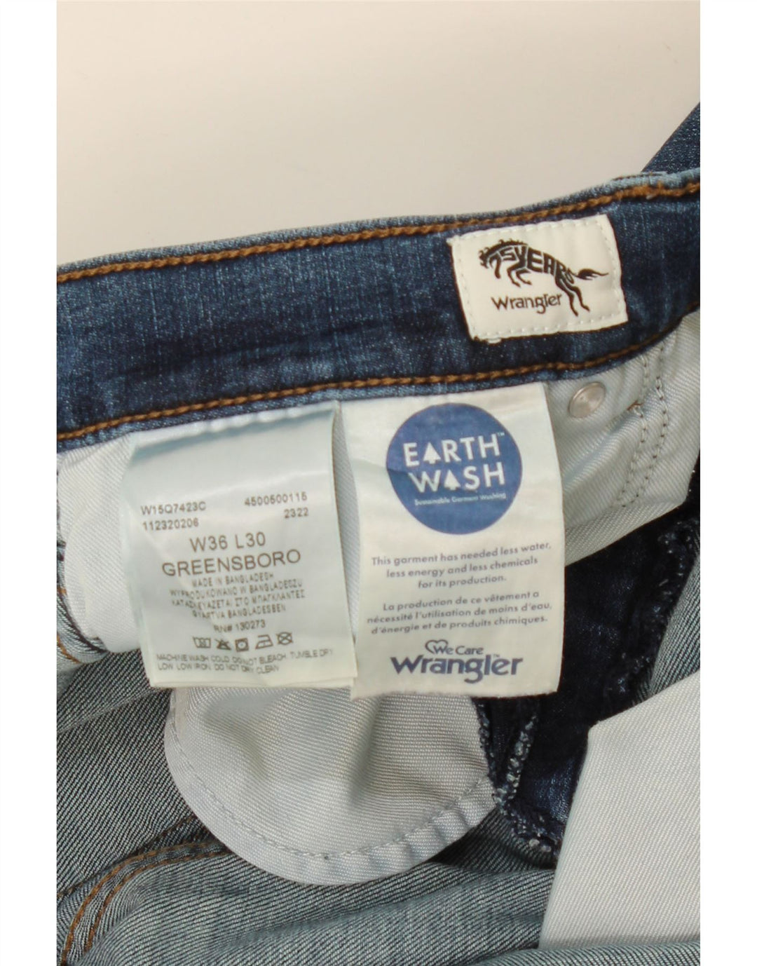WRANGLER Muške Greensboro ravne traperice W36 L30 plavi pamuk