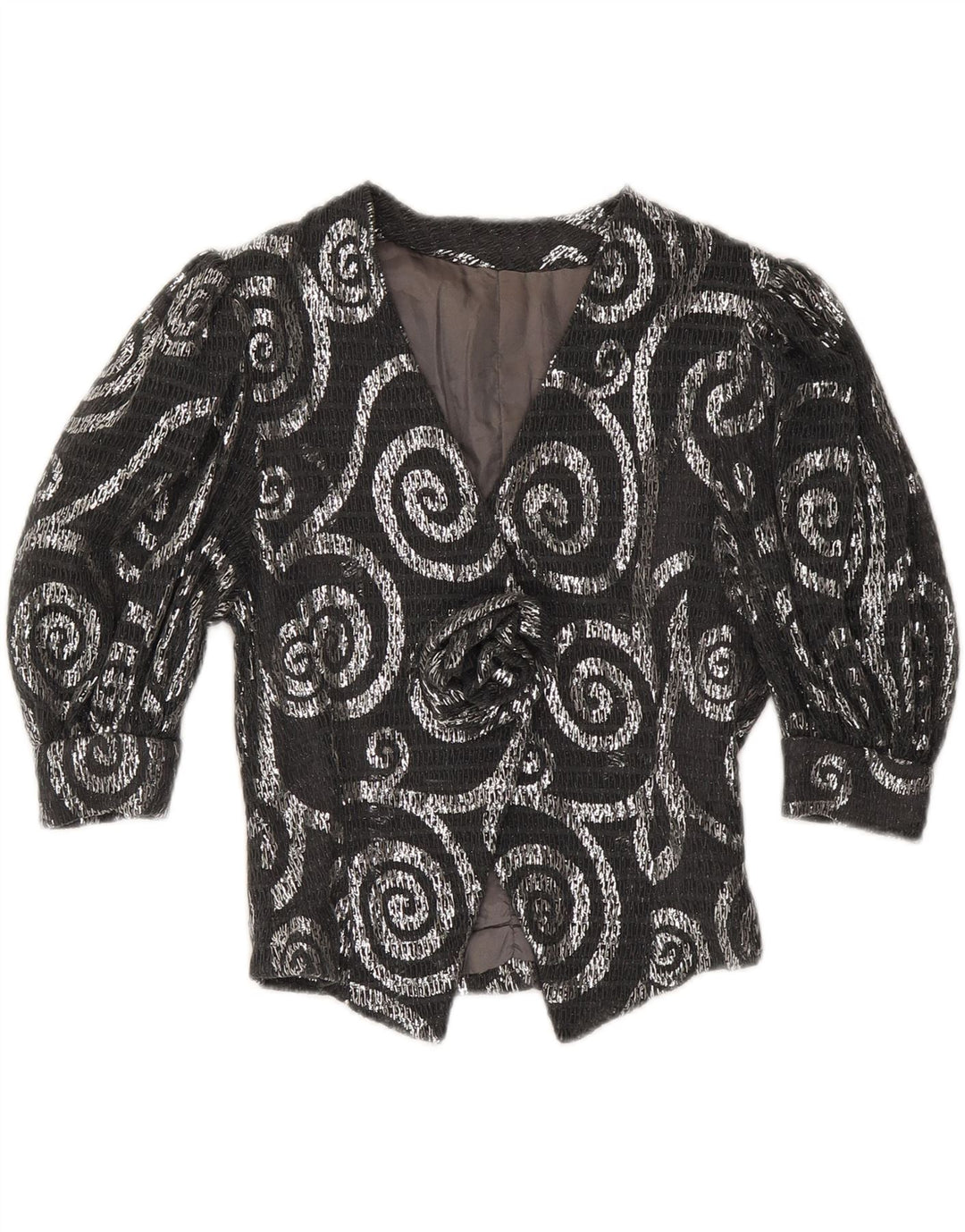 VINTAGE Ženska jakna sako 3/4 rukava UK 12 Srednje siva Paisley