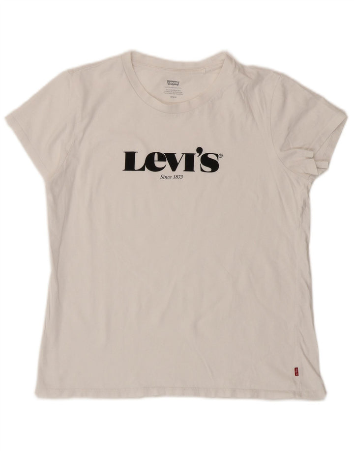 LEVI'S Womens Graphic T-Shirt Top UK 12 Medium White