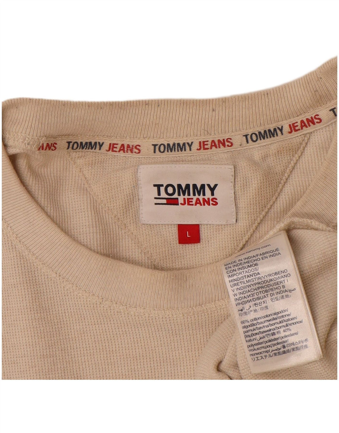 Tommy Hilfiger muška majica dugih rukava velika bež pamuk