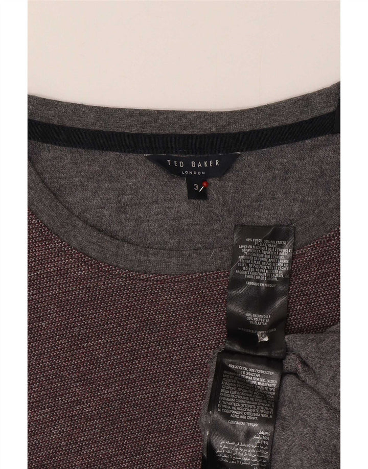 Ted Baker, muški džemper s okruglim izrezom, veličina 3, srednje tamnocrveni pamuk