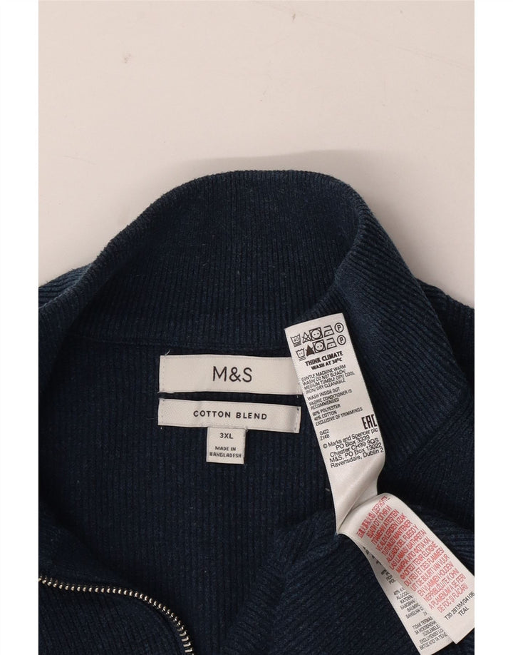 Marks & Spencer muški džemper s izrezom s patentnim zatvaračem 3XL tamnoplavi poliester