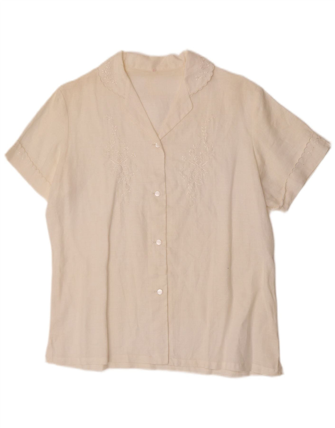 Vintage ženska bluza košulja kratkih rukava EU 38 srednje bijele boje