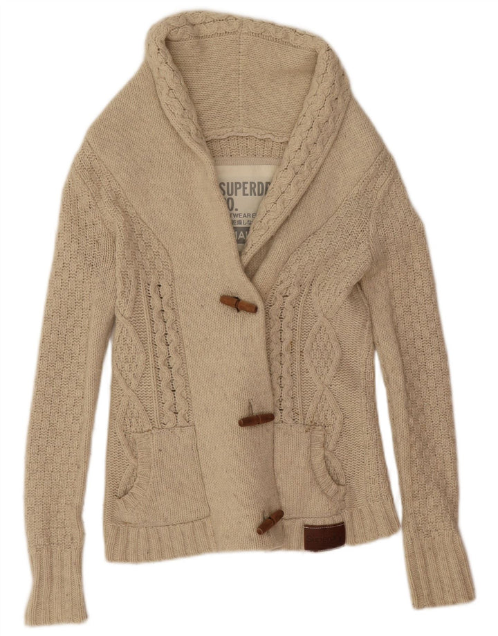 Superdry ženski kardigan pulover UK 10 Small Beige Wool