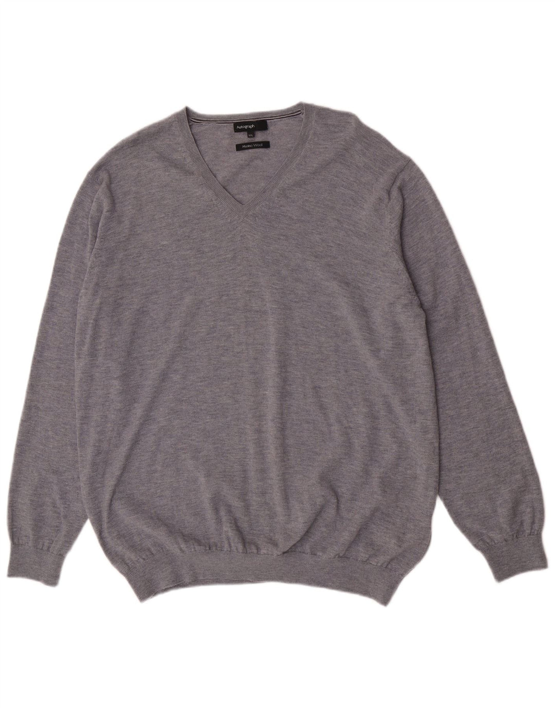 Marks & Spencer muški džemper s V-izrezom 2XL sivi vuneni autograph