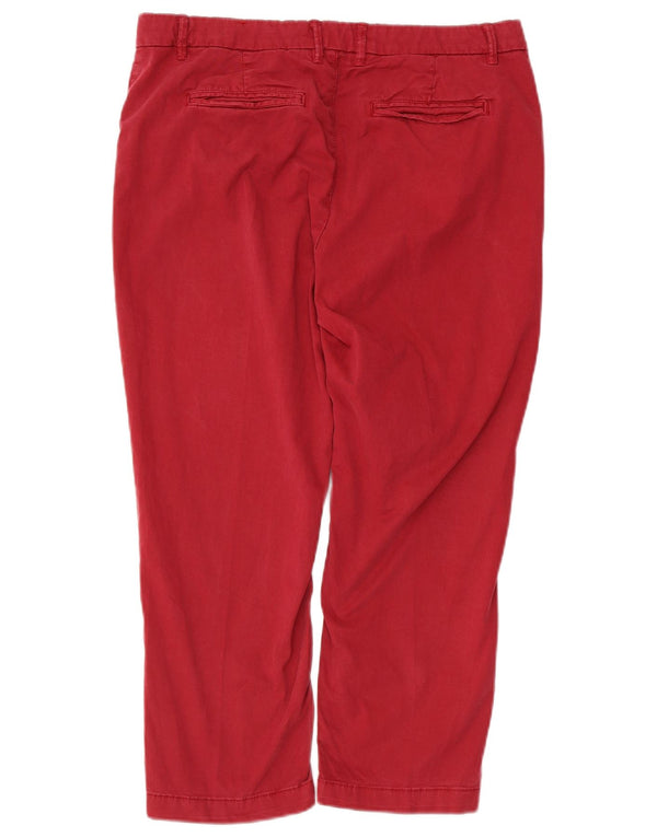 FAT FACE Womens Straight Capri Trousers UK 12 Medium W34 L23 Red Cotton