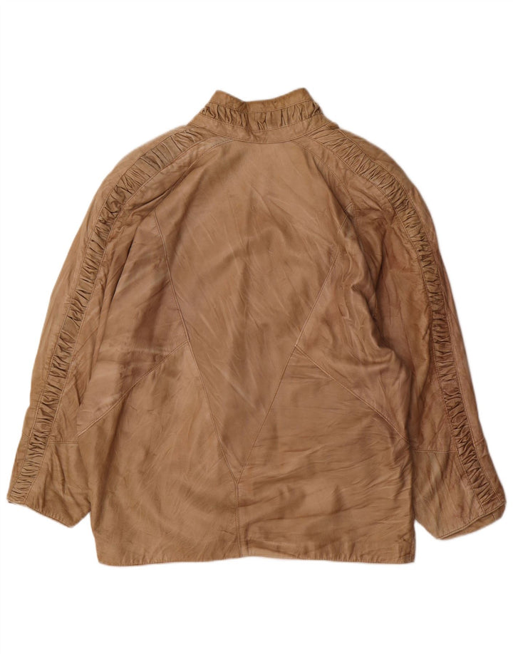 Vintage ženska prevelika kožna jakna UK 18 XL bež