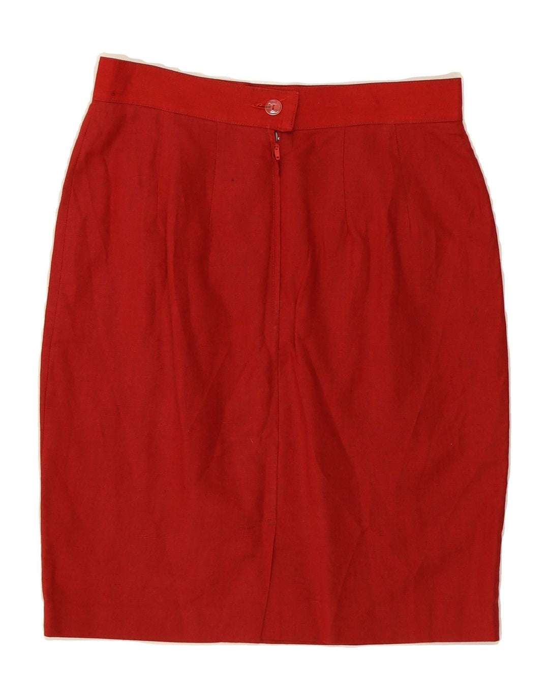 VINTAGE Womens Pencil Skirt IT 44 Medium W28 Red Linen Vintage Vintage and Second-Hand Vintage from Messina Hembry 