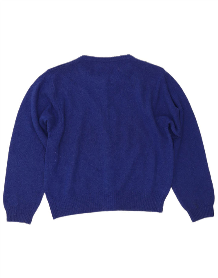 BENETTON ženski kratki kardigan pulover UK 14 velika plava vuna