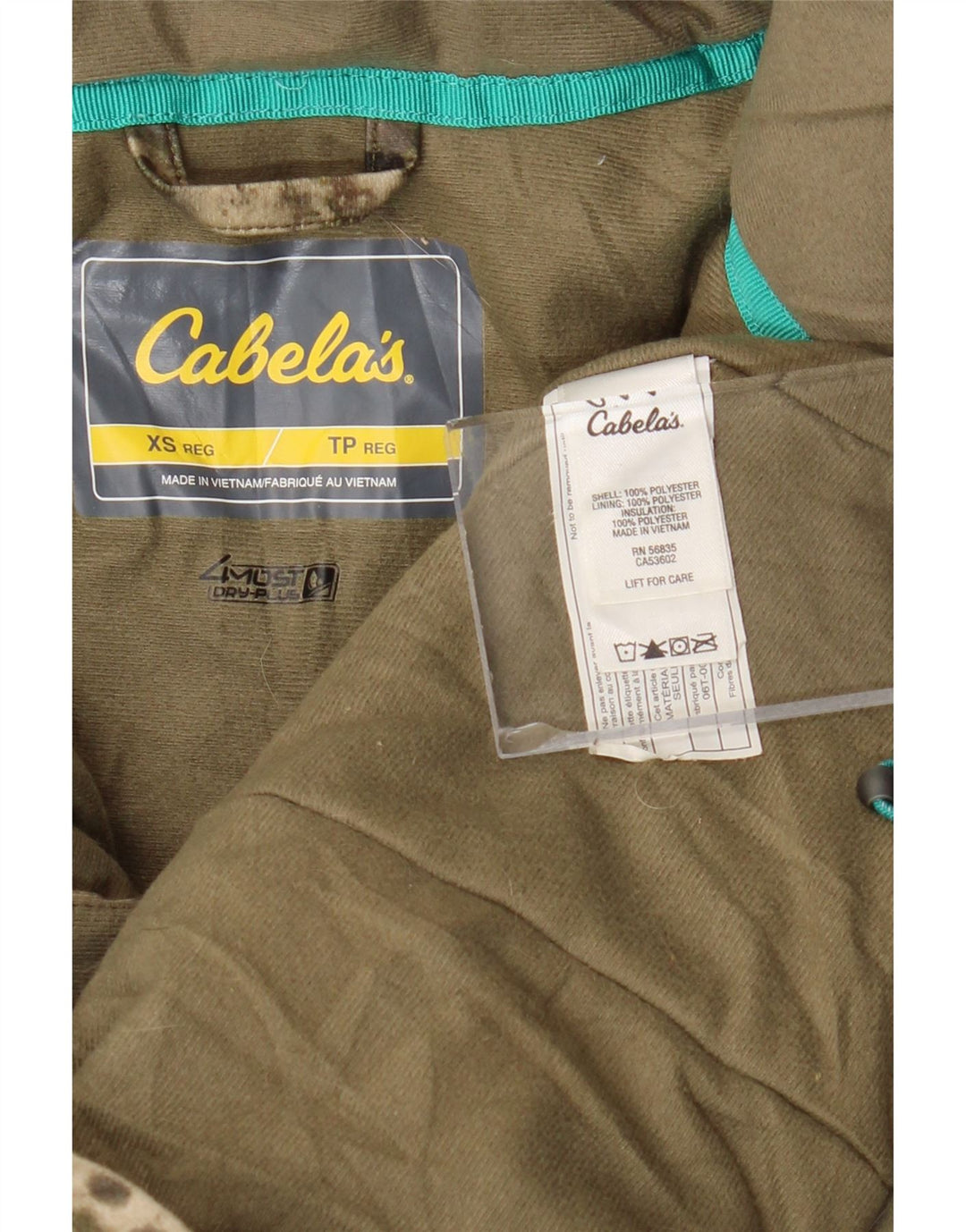 CABELA'S ženska prevelika vjetrovka jakna UK 6 XS kaki kamuflažna