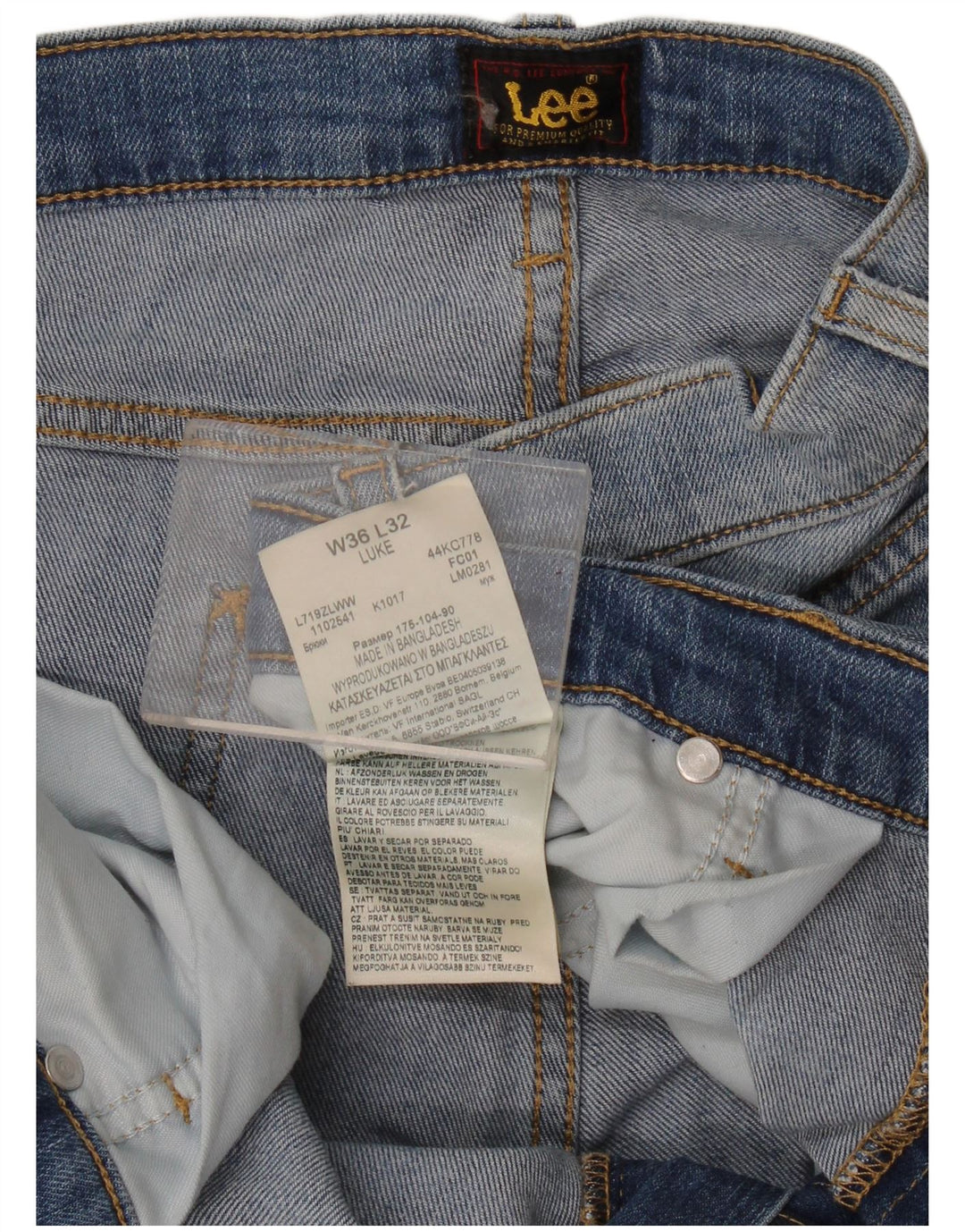 Lee Mens Luke Slim Jeans W36 L32 Plavi pamuk