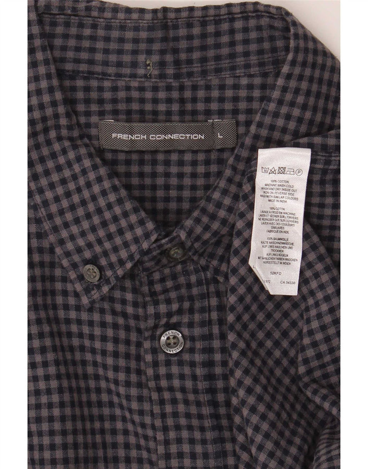 French Connection muška flanelska košulja velika tamnoplava gingham pamuk