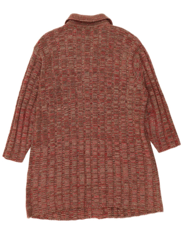 ELENA MIRO Womens Longline Cardigan Sweater UK 16 Large Brown Geometric