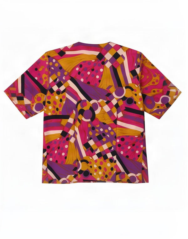 Vintage ženska košulja bluza UK 14 velikih raznobojnih geometrijskih oblika